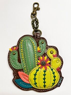 Chala Cactus Appliqué Key Coin Purse EUC
